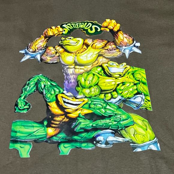 Retro NES Game Battletoads Graphic Military Green Shirt SIZE XL NWOT - Picture 2 of 2